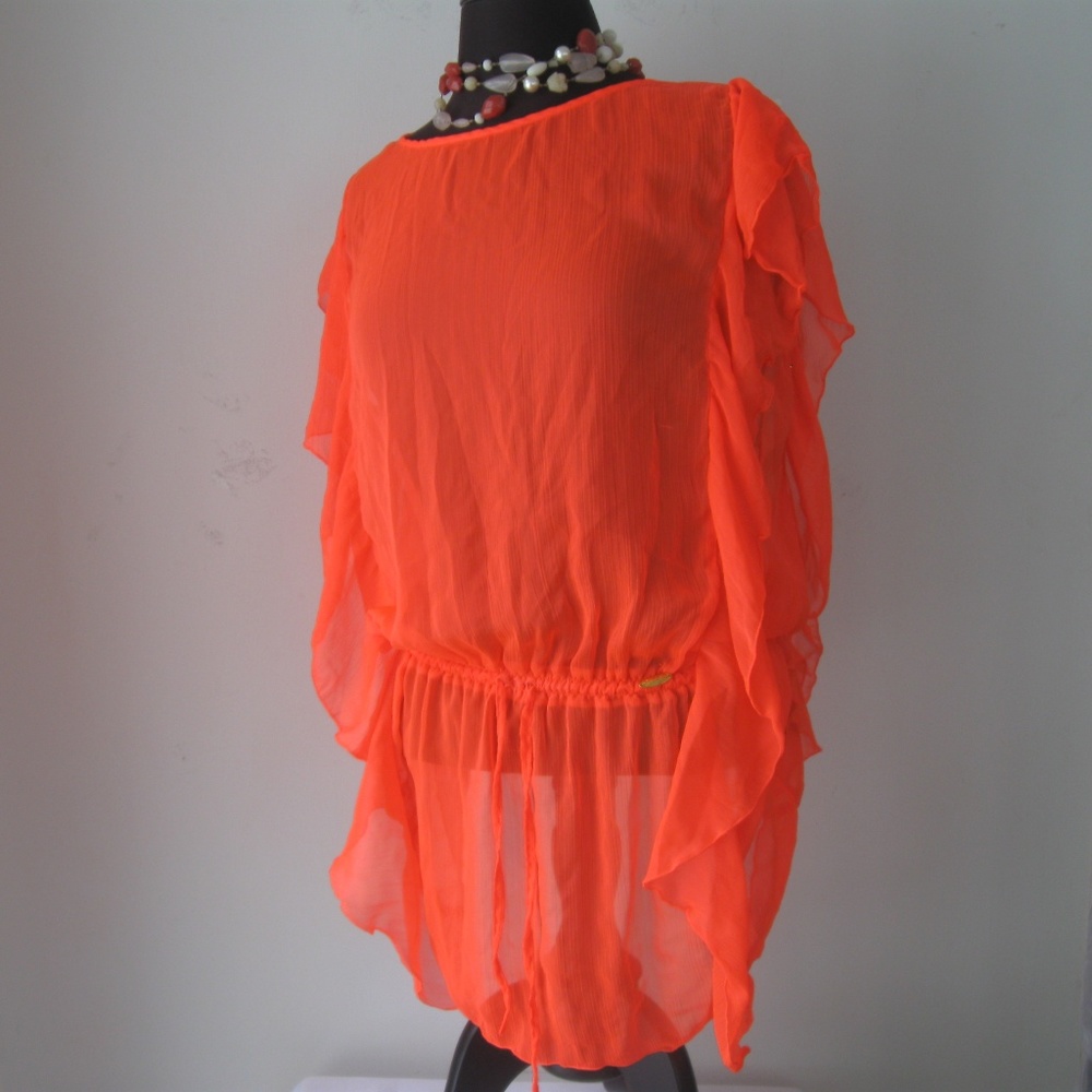 Jessica Simpson Blouse Boho Neon Orange Small